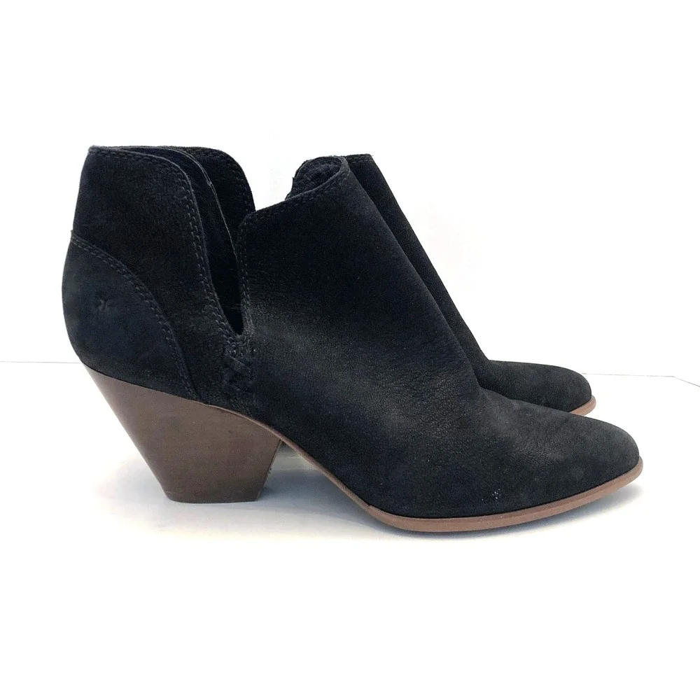 Frye Reina‎ Cut Out Bootie Black Suede Womens 10 M Pointed Toe Heeled Western